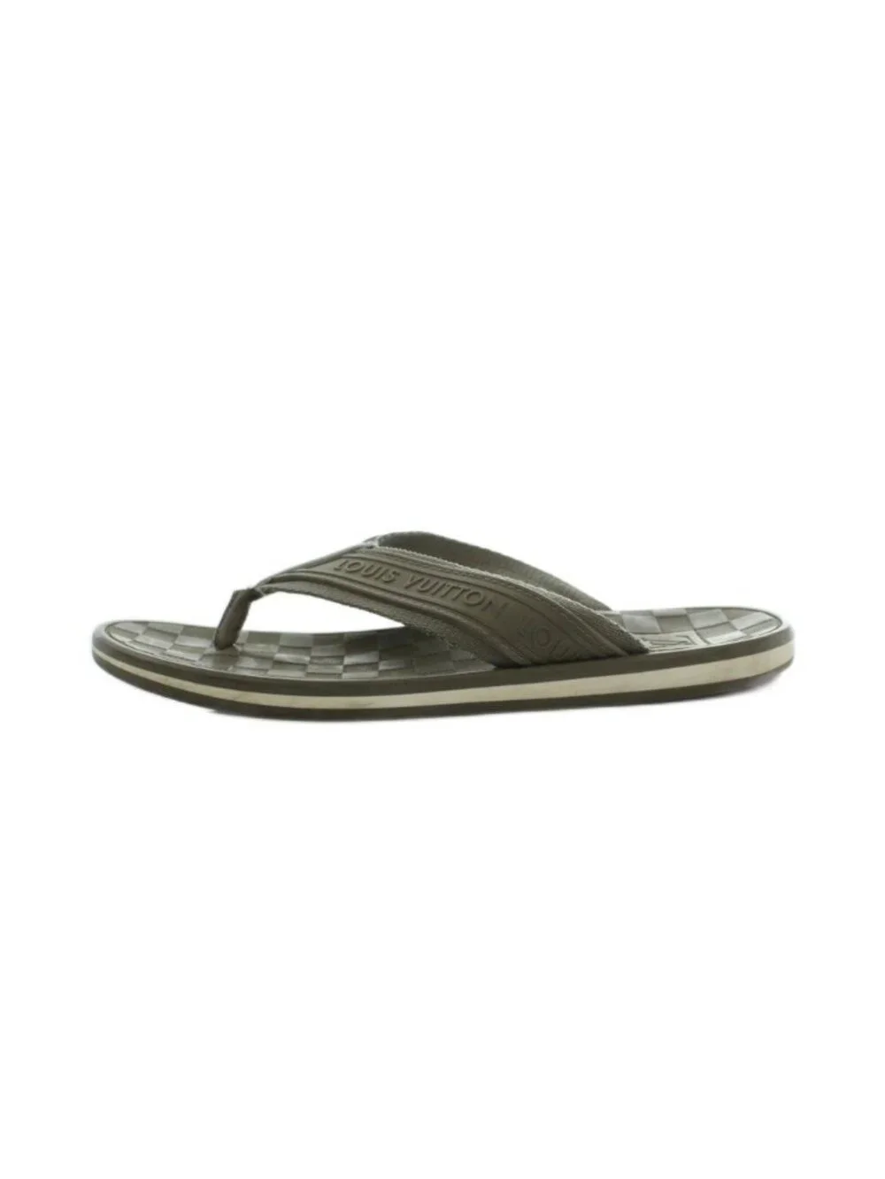 Louis Vuitton Beach Sandals Tong Damier Pattern 5 Khaki